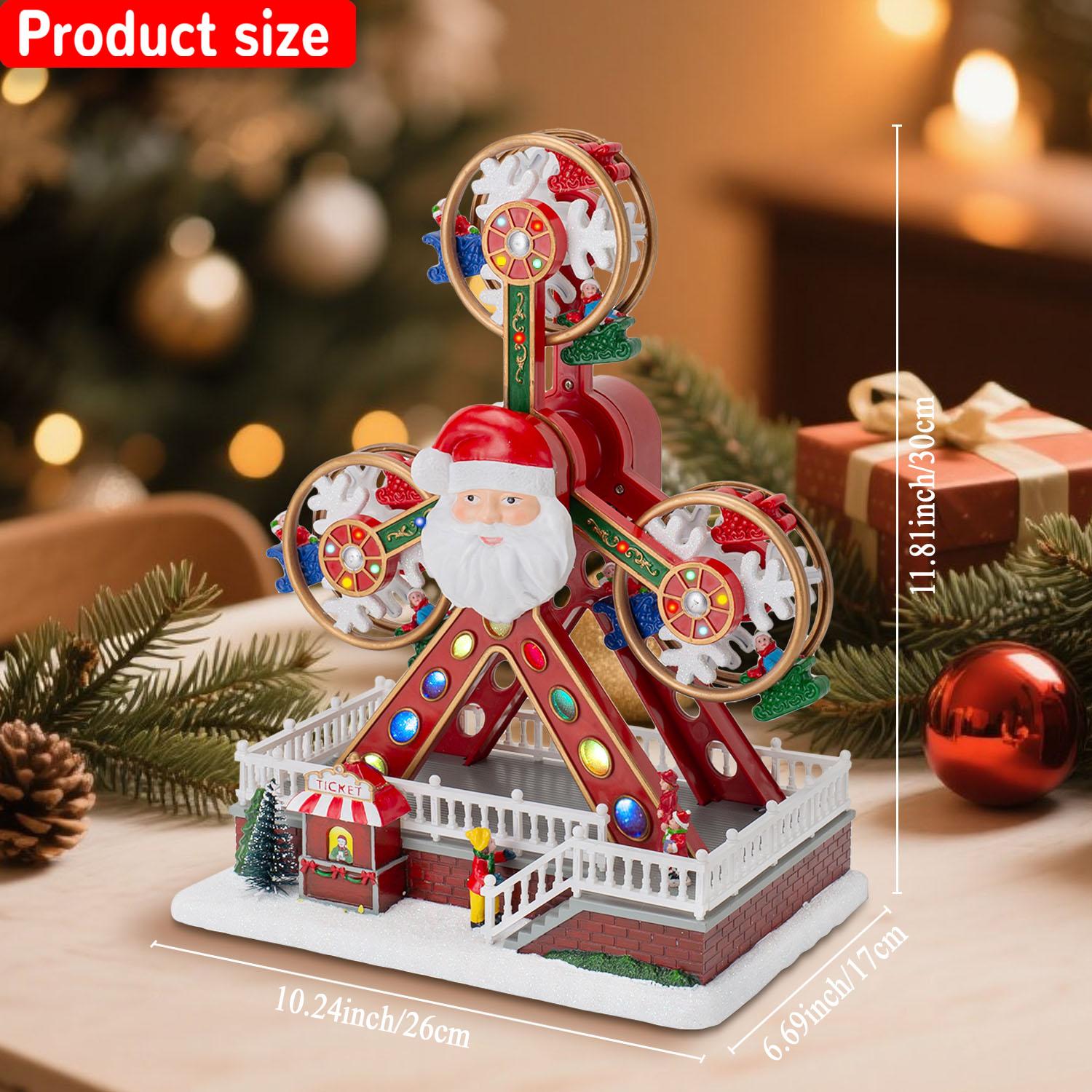 

Рождественское украшение «Колесо обозрения» с лицом Санта-Клауса, светодиодной подсветкой и музыкой, анимированное вращающееся рождественское украшение для дома, вечеринки, подарок