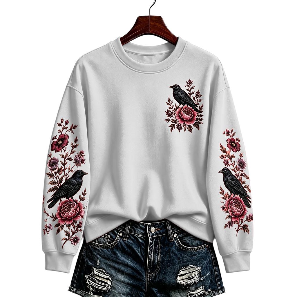 Women's Halloween Pullover Sweatshirt Casual Printed Long Sleeve Top