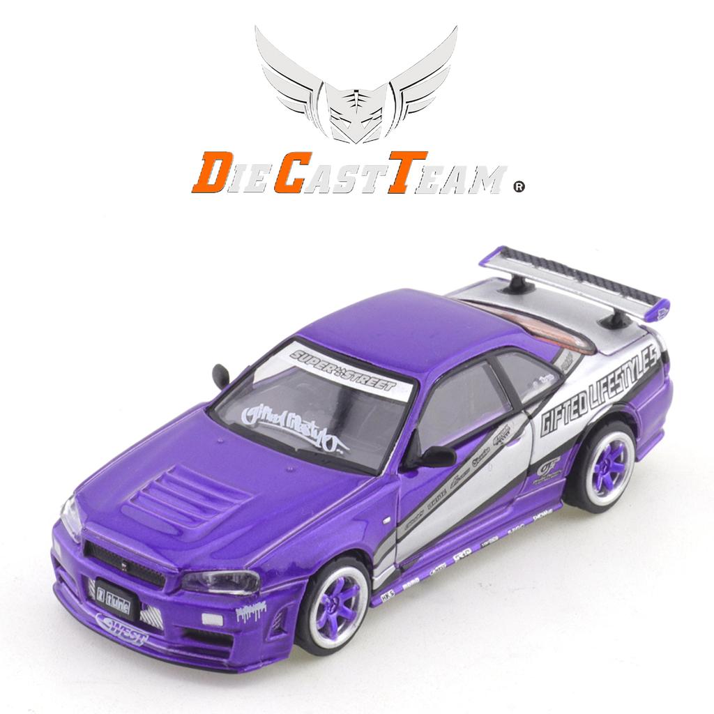 DCT/DM 1/64 Nissan GTR R34 Car Alloy Toys Motor Vehicle Diecast Metal Model Kids Toys Boys