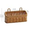 Wall Hanging Woven Storage Basket Set | Plastic Rattan Hanging Organizer with Hooks | 2 Sizes Kitchen Pantry Storage Basket for Home Decor