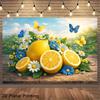 2D Flat Lemon Flower Cluster Butterfly Flying Background Cloth Suitable for Family Gatherings Birthday Parties Polyester