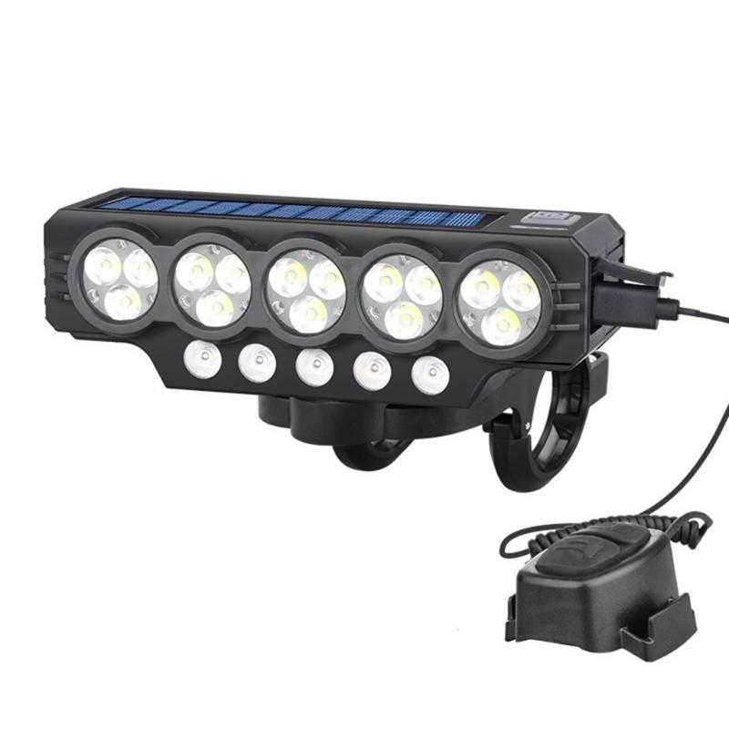 Solar Bicycles Front Light Bright LED Bike Front Lamp Headlight Waterproofs Bike Headlight for Night Cycling Safety 1