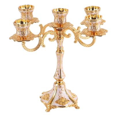Retro Home Candelabra European Embossed Candle Holder Dinner Table Wedding Decor