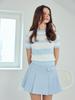 LORDLOAR Denim-Like Pleated Skirt Skyblue