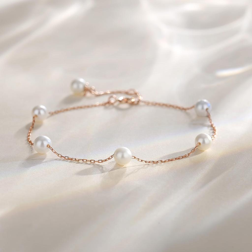 FANCIME K18 Pink Gold Bracelet for Women, Natural Freshwater Pearl, 18k Gold, Popular, Birthday, Anniversary, Mother's Day, Christmas Gift, Gift
