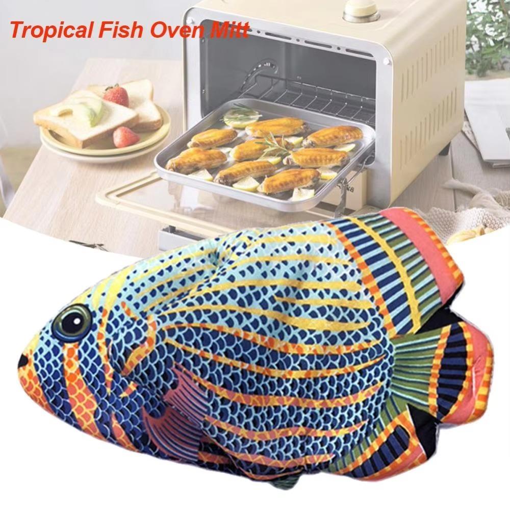 Non-slip Fish Shape Oven Mitts Colorful Baking Insulation Glove Creative BBQ Glove  Cooking