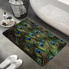 Peacock Feather Printed Floor Mat Vintage Bathtub Side Living Room Bathroom Rug Anti Slip Home Decoration Carpet