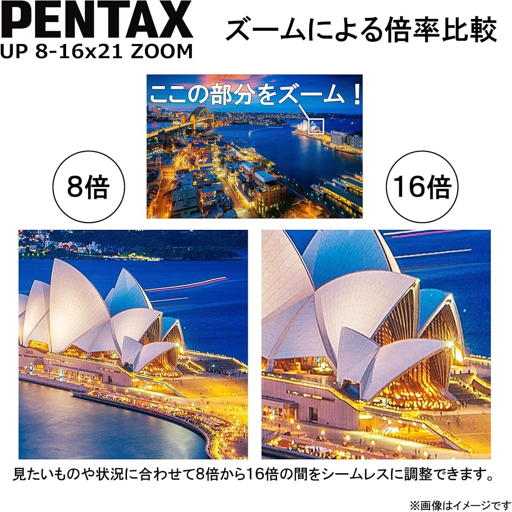 PENTAX UP 8-16×21 Binoculars, Black. Ideal for live concerts, sporting events, birdwatching, and fan activities. Features 8x to 16x zoom, high-quality