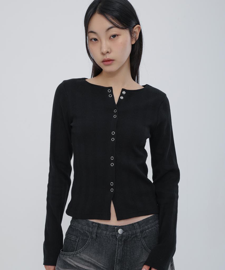 Chicks Snap Cardigan Black
