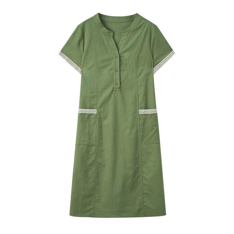 Short Sleeve Plus Size Cotton Linen Vintage New In Dresses for Women Casual Loose Long Summer Dress