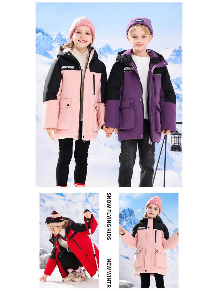 2025 Pojkars Mellanlång Svarta Dunjacka, Förtjockad Vindtät Koreansk Stil för Barn