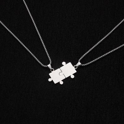 Collana Puzzle Unisex: Catena Hip-Hop in Acciaio al Titanio - Ciondolo di Coppia Resistente allo Sbiadimento, Gioielli Estivi in Stile Freddo.