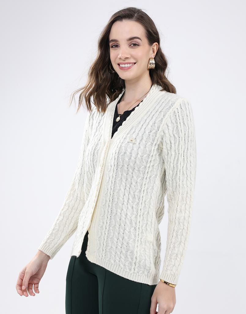 MONTE CARLO Women's V Neck Full Sleeve Cardigan