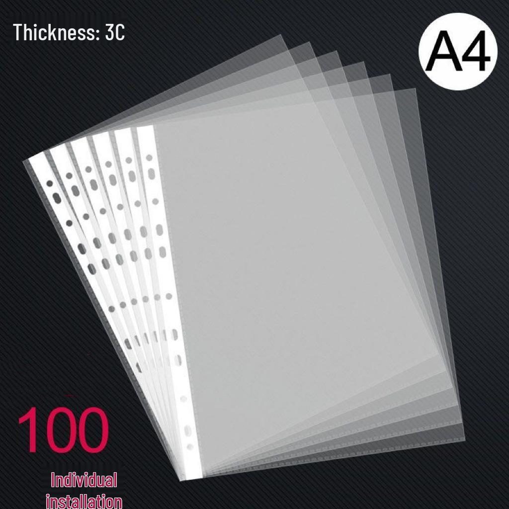 A4 Transparent 11-Hole File Insert Pocket, Protective Loose-Leaf Folder