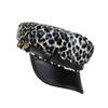 Flat Cap PU Leather Leopard Print Sun Breathable For Outdoor Use Riding Fashion Seamless Construction