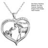 Horse Necklace for Women Heart Horse Pendant Necklace Sparkling Rhinestone Family Love Jewelry Gift for Mother Daughter Birthday Mother's Day