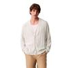 Cotton Jacquard Textured Button V-Neck Loose Knit Sweater Men Tops 4RE309G