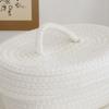 Handmade Cotton Rope Storage Box Woven Design Oval Shape Storage Container Decorative With Lid Storage Bin Needles Storage