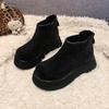 Women's Fashion Platform Snow Boots Winter New Round Head Suede Back Zipper Anti-slip Wear-resistant Short Boots