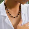 Retro Boho Drewniany Koralik Kamienna Łańcuszkowa Naszyjnik dla Mężczyzn Punk Prosty Krótki Choker na obojczyk Akcesoria Y2K Biżuteria Modowa Prezent Impreza