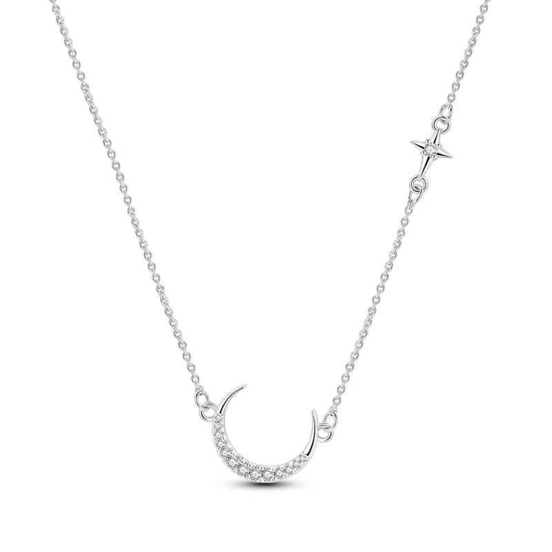 New Sterling copper Moon Protective Hand Pendant Chain Necklace 925 copper Charm Necklace for Women Fine Zircon Gift
