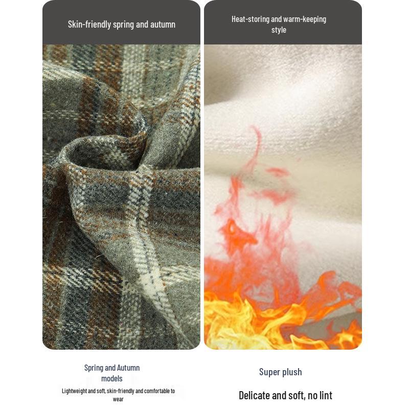 Roter Retro-Woll-Karo-Rock mit Schlitz - Herbst/Winter Beflockter, formender Hüftwickelrock
