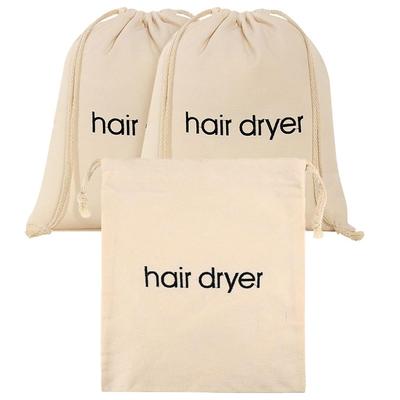 Akindou Hair Dryer Storage Drawstring Bag Hair Dryer Bag Set of 3 Beige Canvas Fabric 34cm X 30cm Travel Bag for Travel and Commercial Use