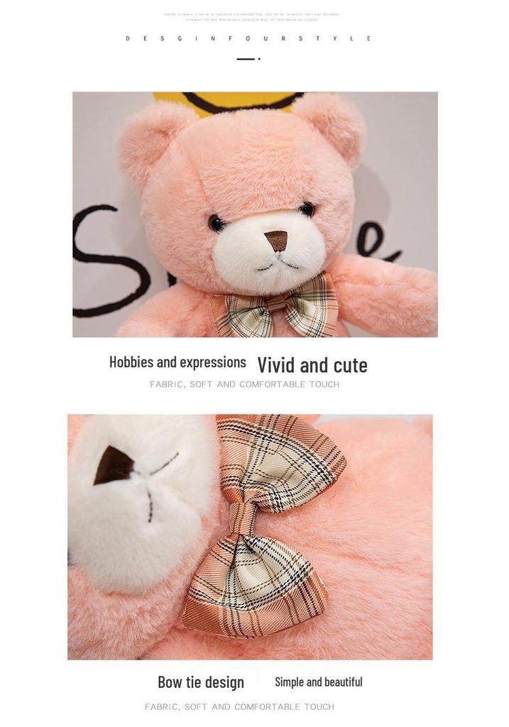 Cute Girly Teddy Bear Plush Toy - Bow Tie Comfort Doll