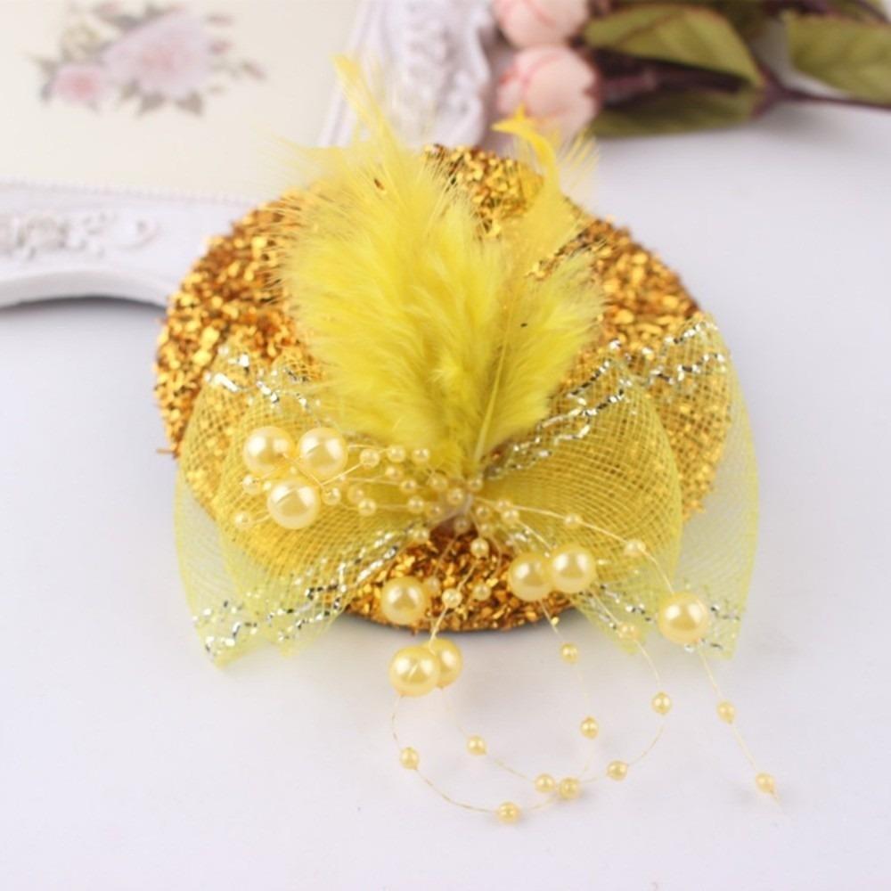 Korean Glitter Girl Fascinator Hat Mesh Cocktail Hat Hair Clip Dance Girl Hair Accessory