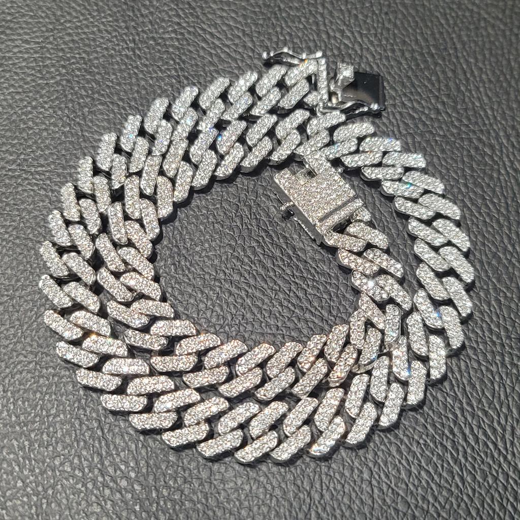 Módní Hip Hop Miami Kubánský Náhrdelník Řetízek Plný Diamantů 9mm 12mm 15mm 20mm 24mm Řetízky s Přívěskem Dlouhé Zapínání Spona Šperky Dárek