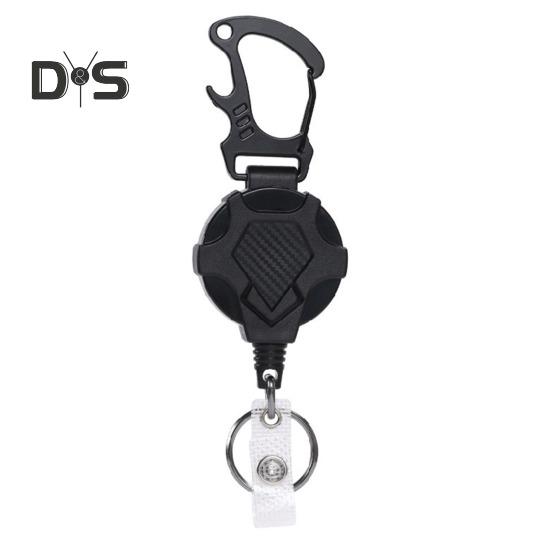 Robuster einziehbarer Schlüsselanhänger mit Magnetverschluss, taktischer Ausweishalter, Rolle, Karabinerhaken, leicht zu ziehende Schnalle