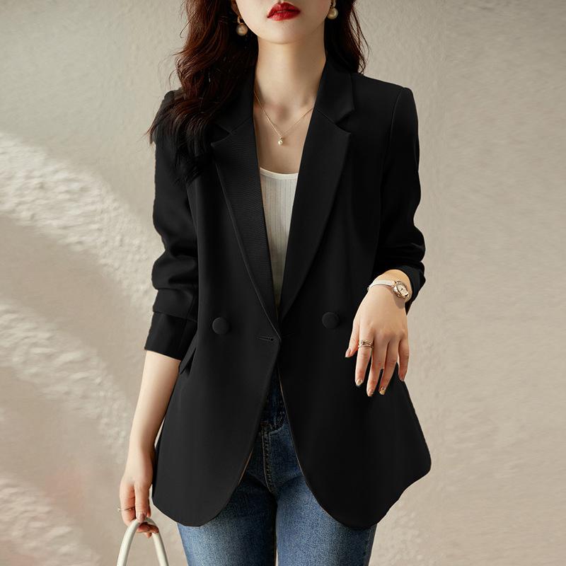 Frauen Frühling Blazer Dünne Mode Lässig Feste OL Arbeit Anzüge Herbst Langarm Mäntel Jacken Weibliche Revers Neck Tops