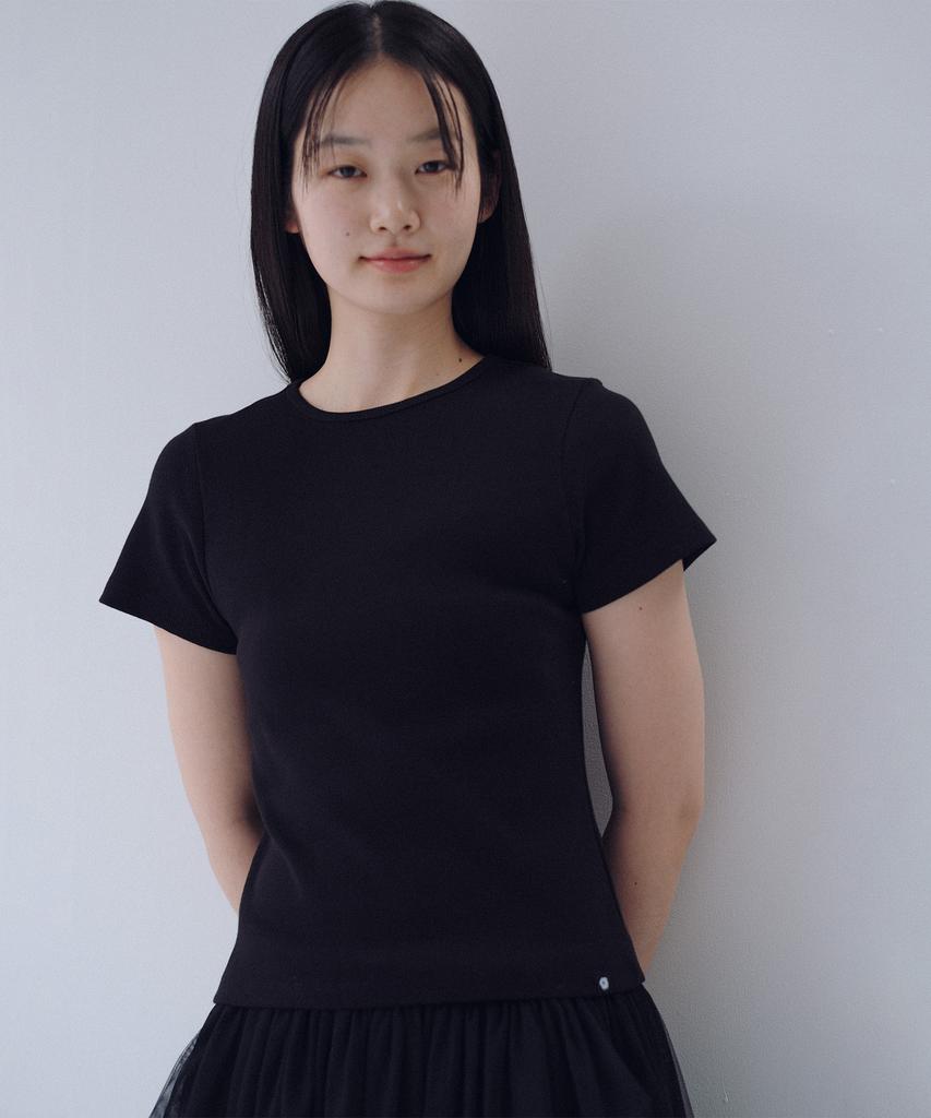 Ohesio Basic Slim Ribbed T-Shirt, Black