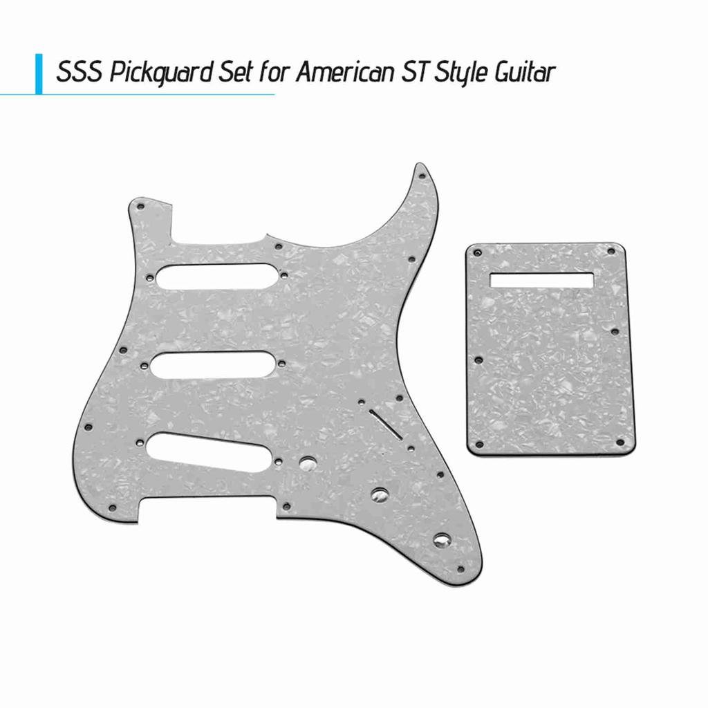 Electric Guitar Pickguard Set with Back Plate Screws Pick Guard for ST Style Guitars White Pearl