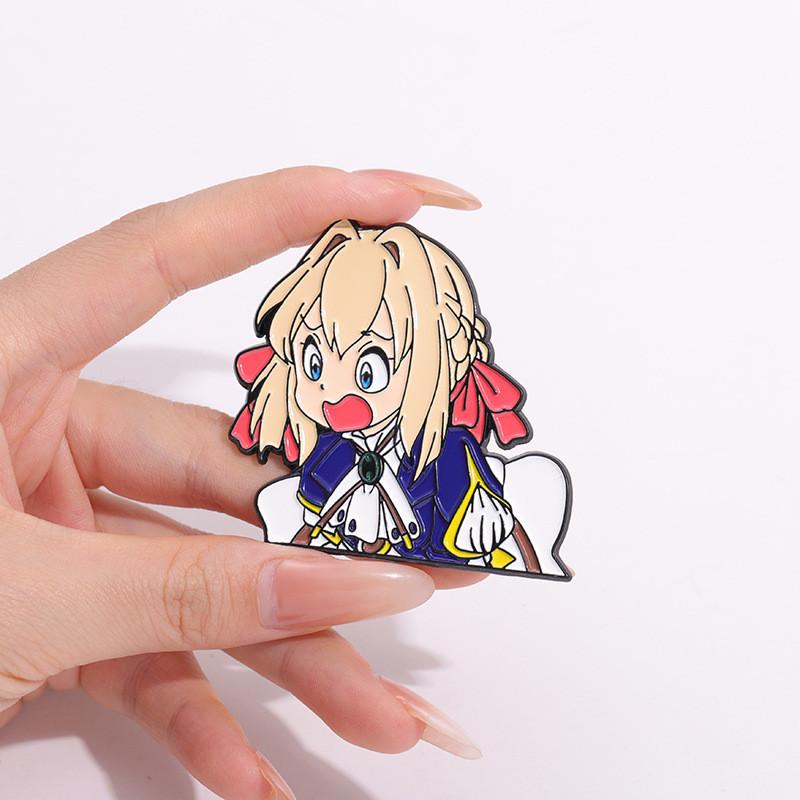 Adorable Girls Anime Inspired Alloy Badge Brooch For Fashion Jackets And Coats