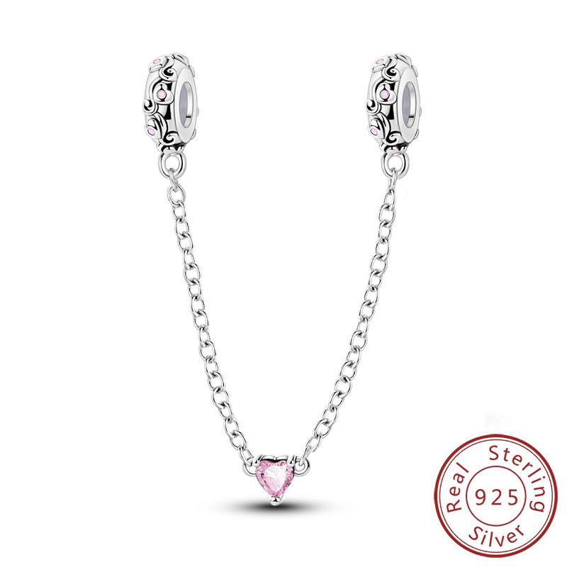 Safety Chain Charms Fit Original Copper Charms Beads Moon Star Butterfly Heart Safety Chain For Women Jewelry Gift