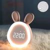 Mini Cartoon Rabbit LED Alarm Clock Night Light for Students Dormitory Digital Display Children Wake Up Light USB Charging