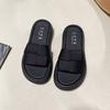 Summer new niche woven cloth with slippers women's thick bottom outer wear casual beach vacation sandals