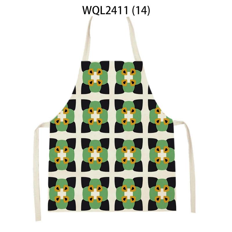 Geometry Stripe Triangles Pattern Kitchen Apron for Women Linen Bibs House Cleaning Pinafore Home Cooking Apron Accessories