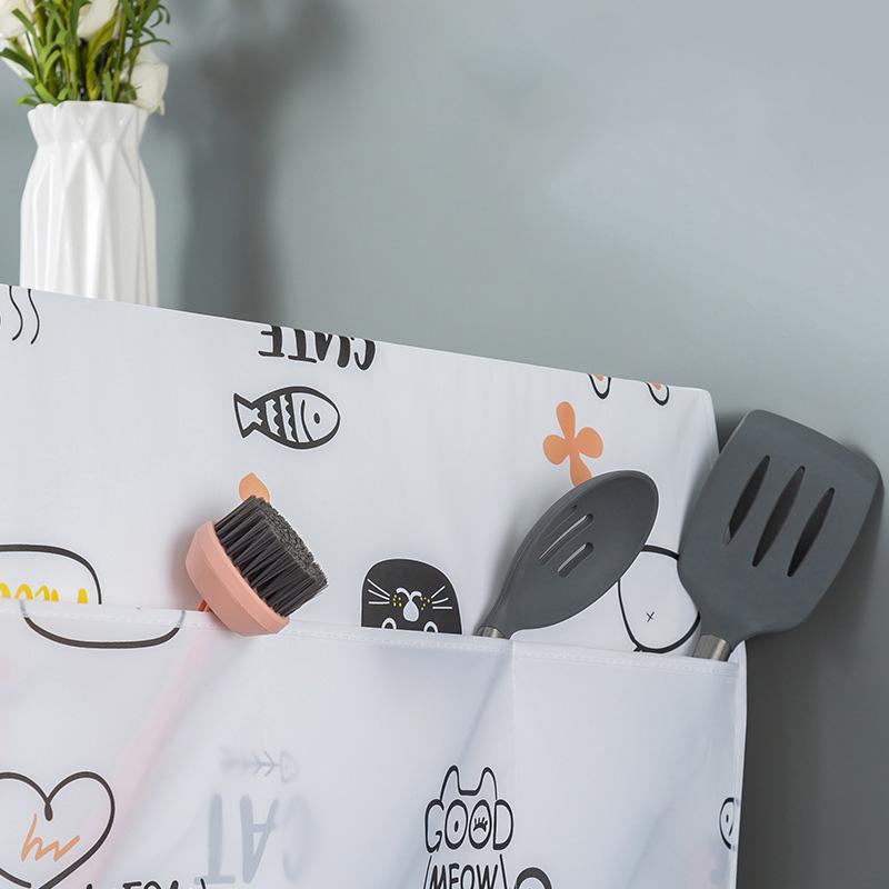 PEVA Kühlschrank Staubdichtes Tuch Heimdekorativ Cartoon-Druck Haushaltsgerät Staubschutz Mikrowellenabdeckung Handtuch