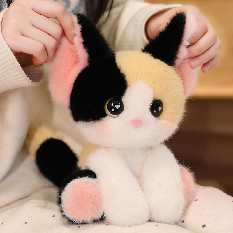 Soft Cute And Stuffed Cat Plush Soft Short Fur Desk Decoration For Office Home