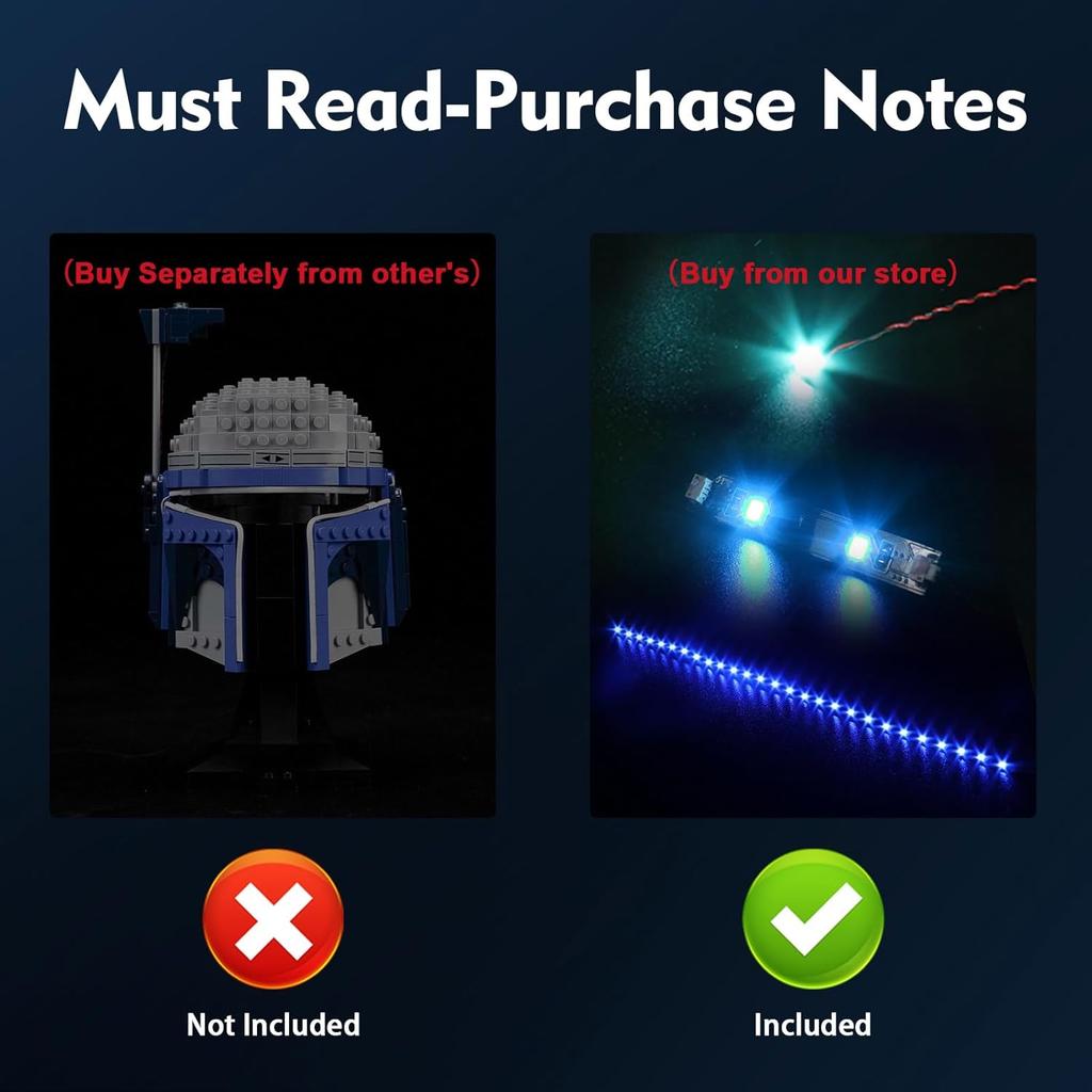 P10101 DIY LED Light Kit For LEGO 75408 Jango Fett™ Helmet Assembled Building Block Toy Decoration Adjustable Lighting Accessories