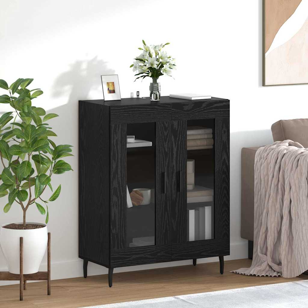 Sideboard in Black Oak Look 69.5 x 34 x 90 cm Particle Board