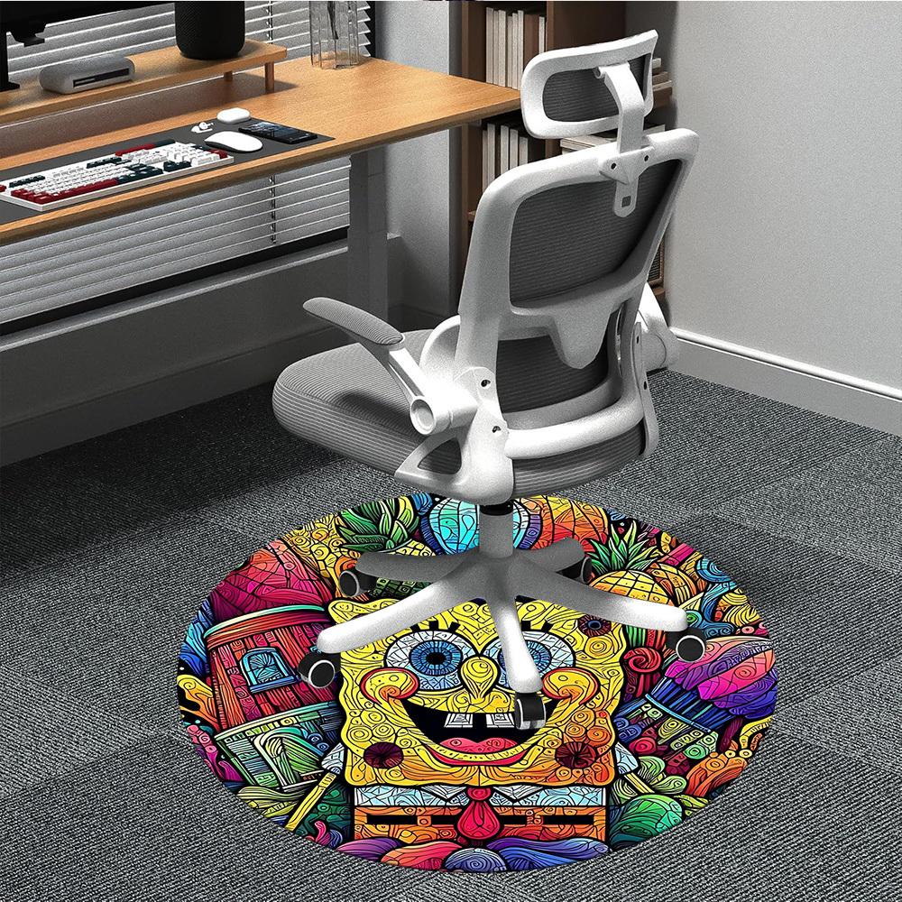 

1pc Artwork Office Round Area Rug, Indoor Mat Suitable For Office, Bedroom Living Room Home Decor, Room Deco, Offic a0928126 80cm by 80cm