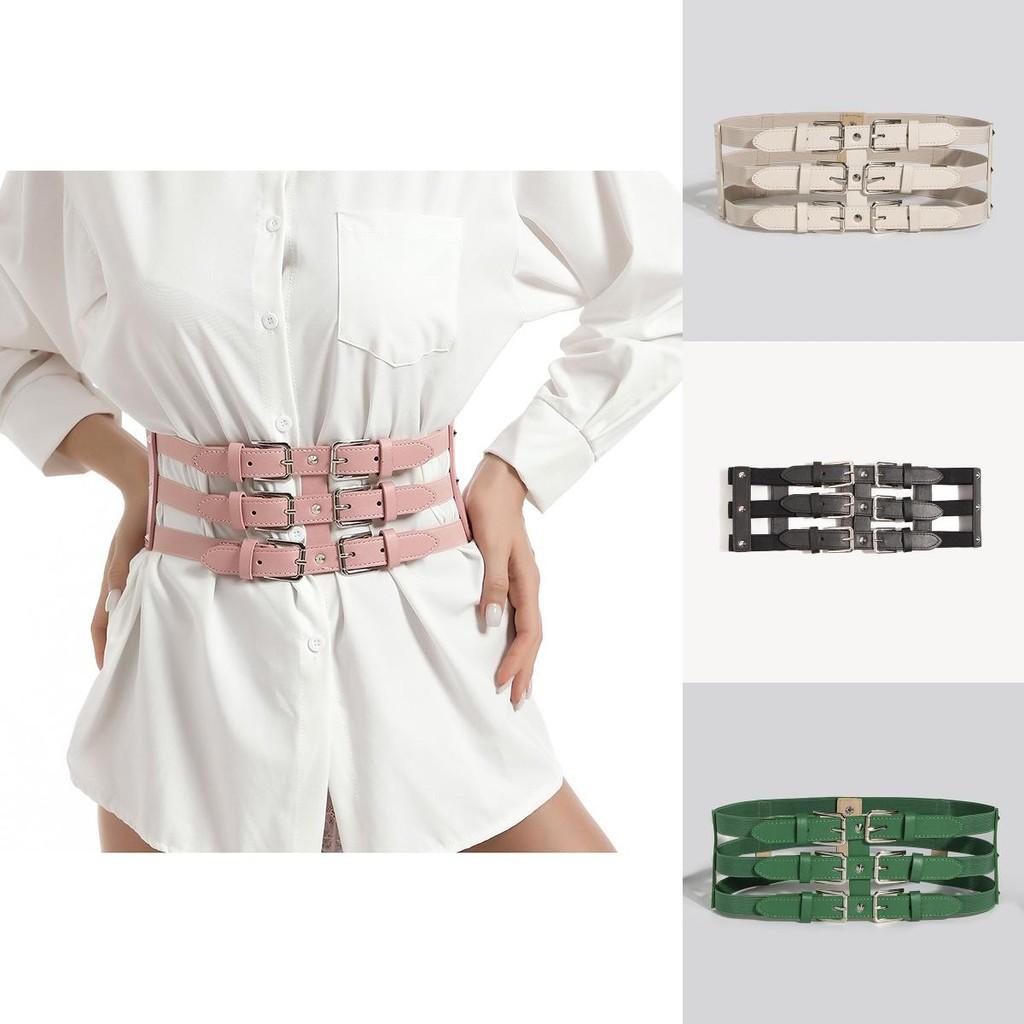 Punk Style Womens Wide Waist Belt With Elastic Band For Fashionable Casual Wear