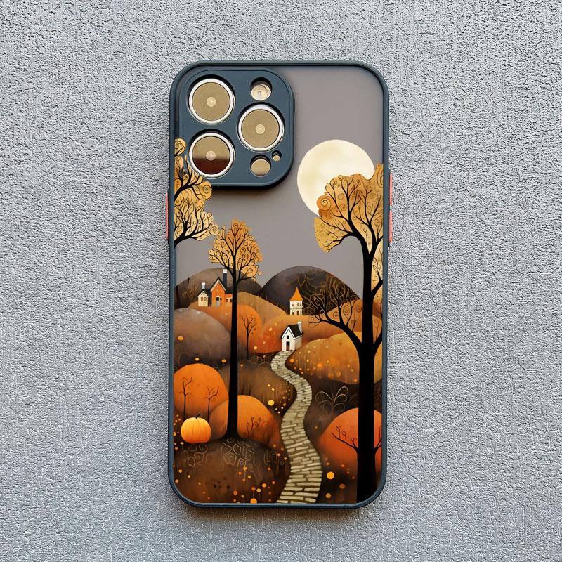 Leaves Autumn Forest House Phone Case for iPhone 12 13 Mini 11 14 15 16 Plus Pro Max 7 8 SE 2020 X XS XR Protective Phone Cover