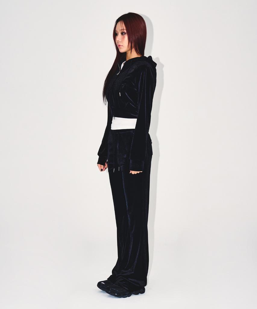 BORN TO WIN W Double B Velvet Boots Cut Pants [Black]