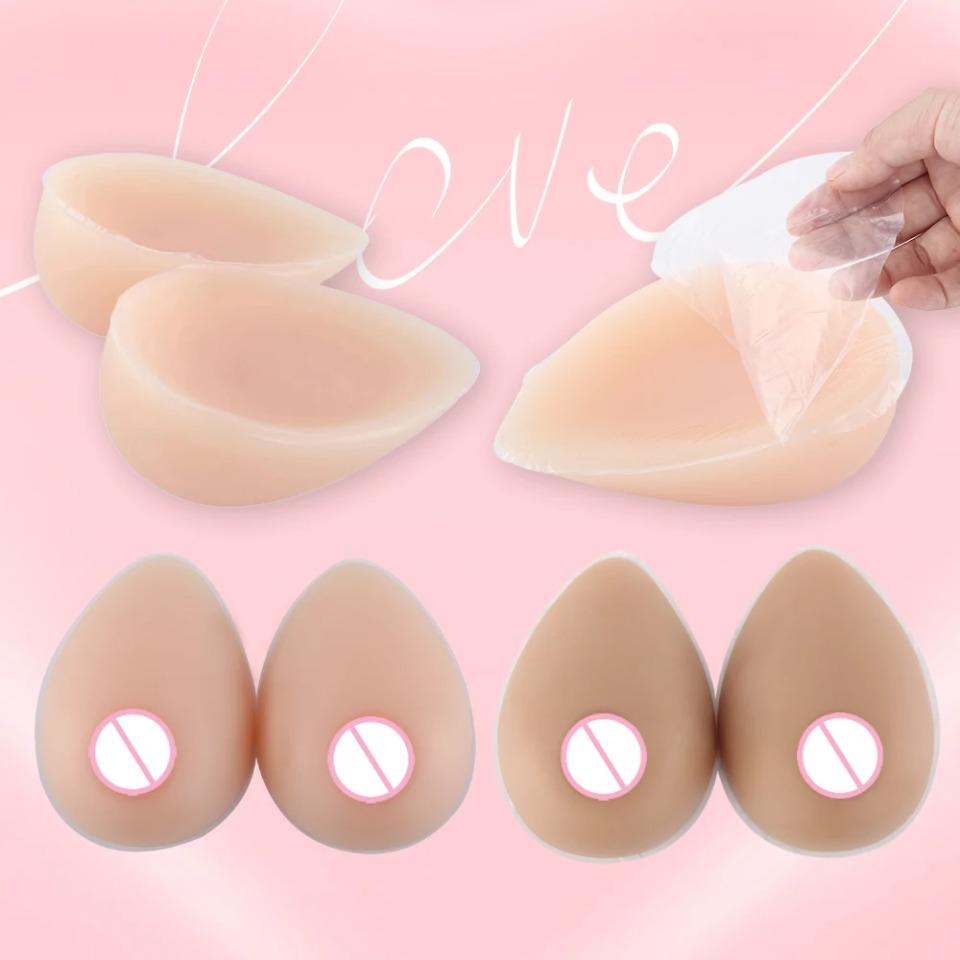 1 Pair Realistic Self-adhesive Silicone Fake Breasts Form Fake Boobs for Crossdresser Prosthesis Transgender Cosplay