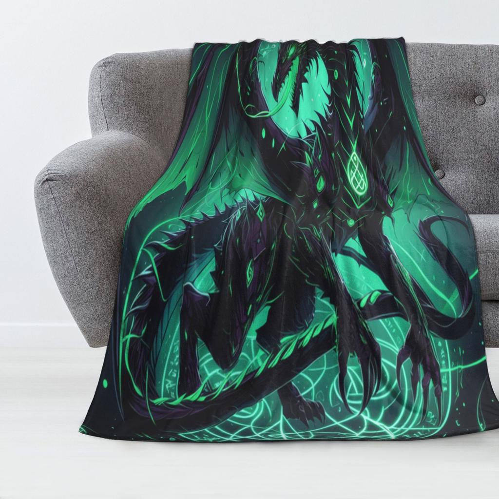 Grüne Drachenpflanze digital bedruckt Polyester Schlafzimmer Samt Flanell Überwurfdecke Fleece weiche Sofaüberwurfdecke Decken für Betten