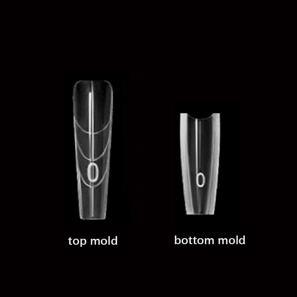 240pcs Coffin Shape Sandwich Nail Forms Almond Shape Ultra-Thin Double-Sided Fake Nails with Auxiliary Line Clear Extension